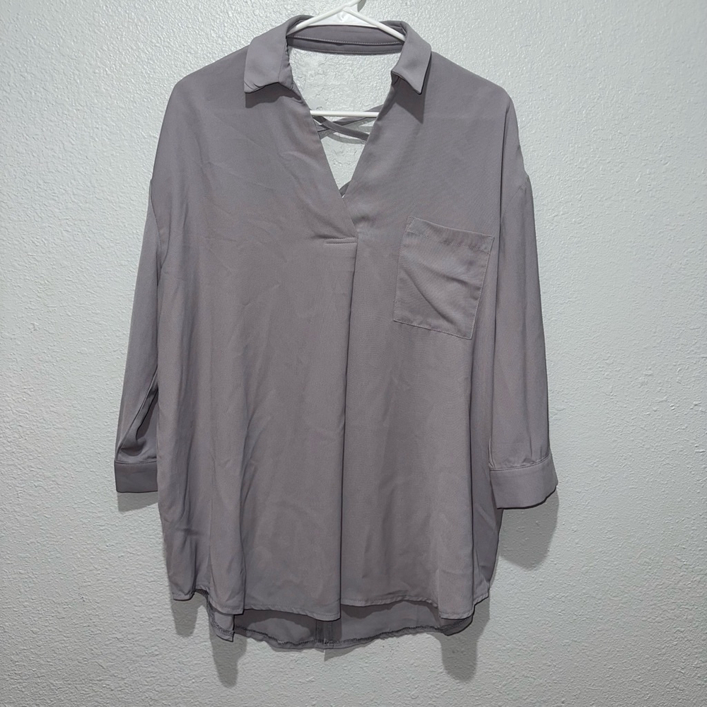 Women's Wishlist Apparel Blouse, M/L, Gray Chiffon oversized flows NWOT